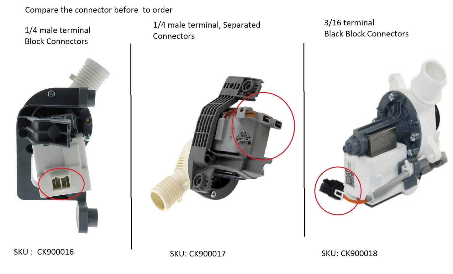 WW01F01791 B40-3A01 290D1201G002, B30-3A02 Washer Water Drain Pump Fits GE, Hotpoint