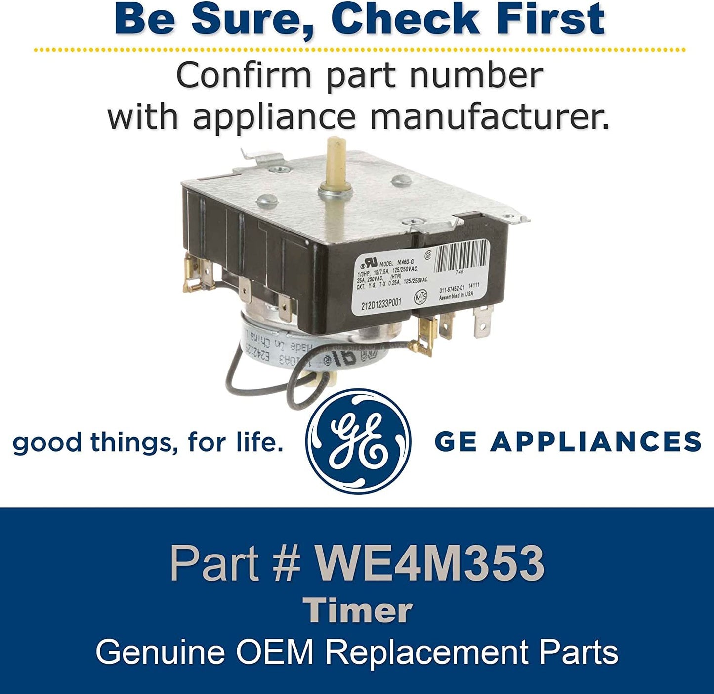 GE WE4M353 Genuine OEM Dryer Timer for GE Dryers
