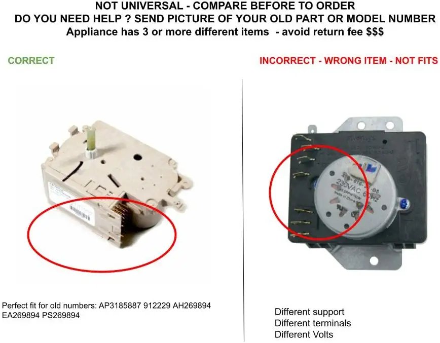 GLOB PRO SOLUTIONS wh12x10164 Washer/Dryer Timer Replacement for and compatible with Heavy DUTY