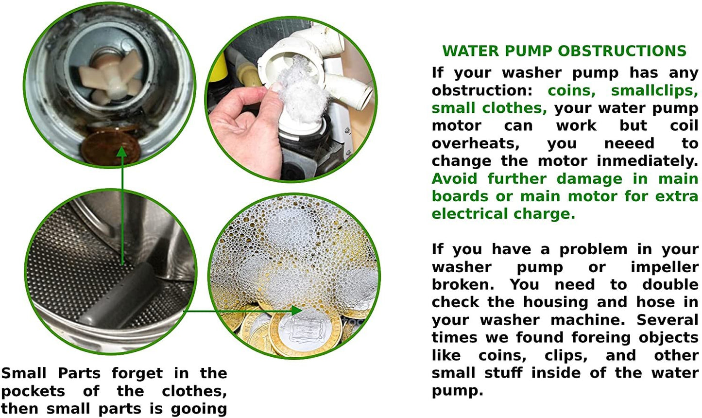 W10581874 Washer Water Drain Pump CK900017 Fits Maytag Kenmore Pump