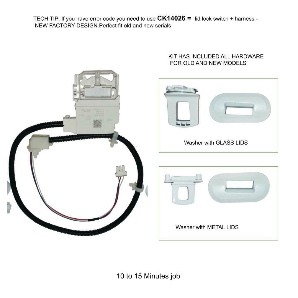 GlobPro 290D1580P001 290D1580P002 EG-380843 M Washer Lid Switch Lock Kit Assembly Replacement for and compatible with GE Hotpoint Heavy DUTY