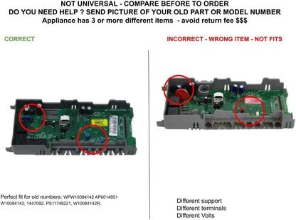 GLOB PRO SOLUTIONS W10084142 1447092 W10084142R CKD2397 Diswasher Main Control Board 7" Length Approx. Replacement for and compatible with KitchenAid Whirlpool Kenmore Heavy DUTY