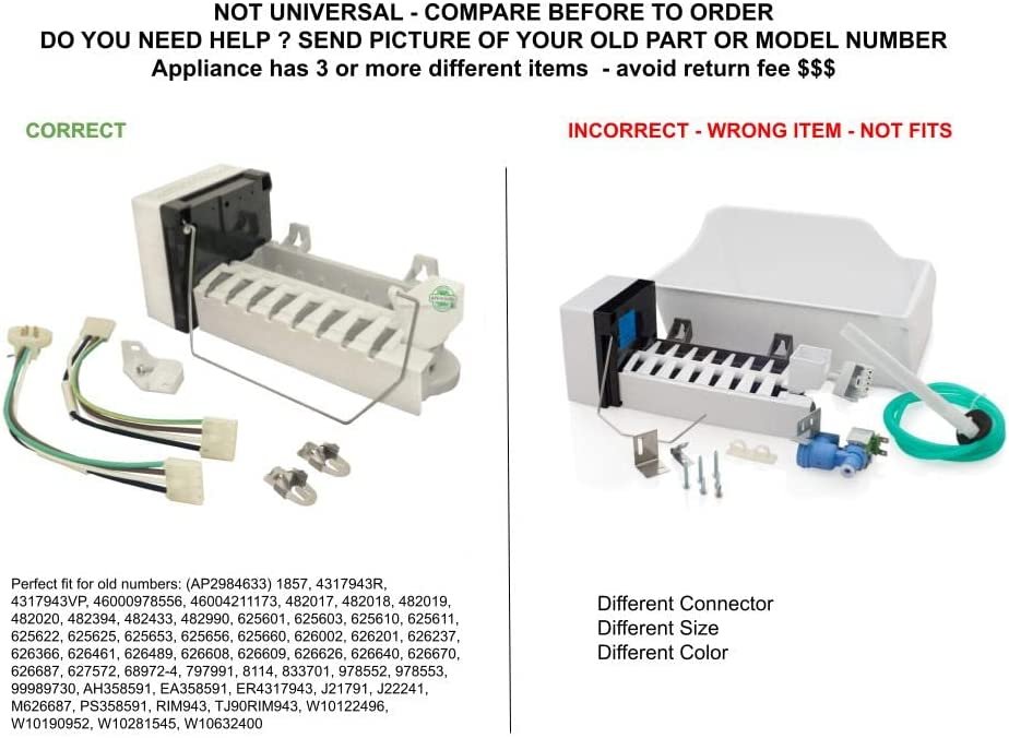GLOB PRO SOLUTIONS 4317943VP 1857 8114 480616 480617 CKD5594 Ice Maker Assembly