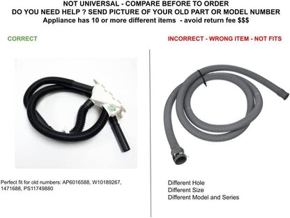 GLOB PRO SOLUTIONS W10189267 1471688 CKD2708 Drain Hose compatible with Admiral, Amana, Crosley Estate