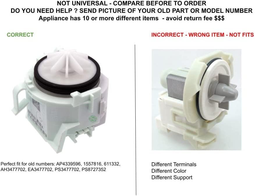 GLOB PRO SOLUTIONS 611332 1557816 CKD2730 Drain Pump Replacement for and compatible with Bosch Kenmore Heavy DUTY