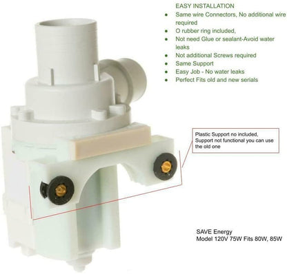 GLOB PRO SOLUTIONS DP040-064 CKD2038 Washer Water Drain Pump Motor Old #s 228C2389P001 DP035-043 Heavy DUTY