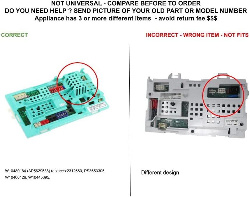 GLOB PRO SOLUTIONS W10406126 2312660 W10445395 CKD3979 Control Board