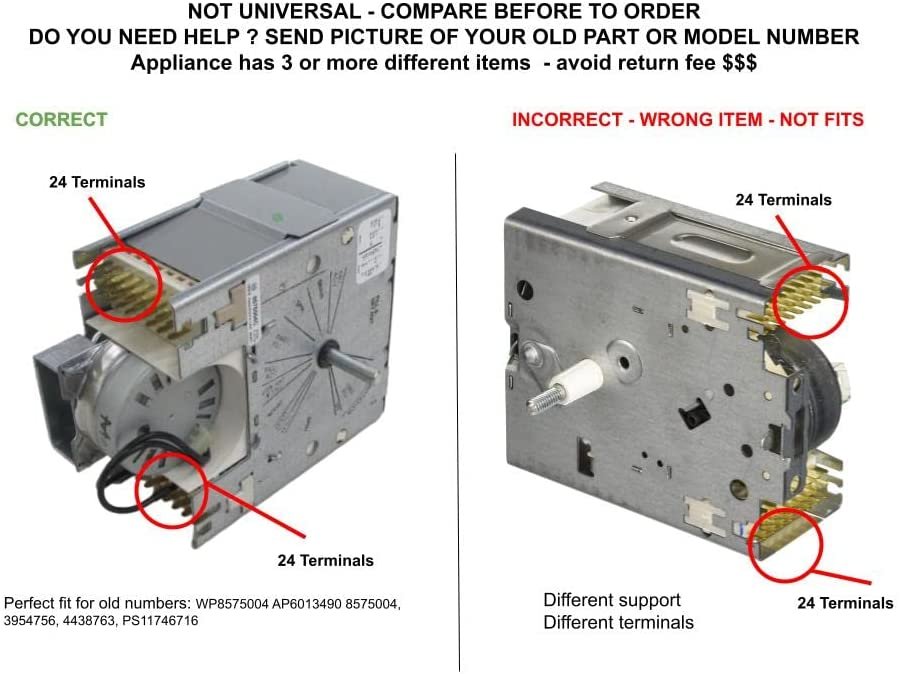 GLOB PRO SOLUTIONS AP6013490 PS11746716 EAP11746716 PD00068051 CKD2492 Washer Timer 5" ½ Length Approx. Replacement for and compatible with Whirlpool Kenmore Heavy DUTY