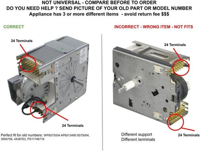 GLOB PRO SOLUTIONS AP6013490 PS11746716 EAP11746716 PD00068051 CKD2492 Washer Timer 5" ½ Length Approx. Replacement for and compatible with Whirlpool Kenmore Heavy DUTY