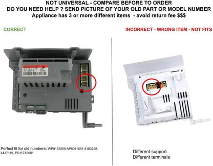 GLOB PRO SOLUTIONS 4437119 CKD2372 Washer Electronic Control Board 9" ½ Length Approx. Replacement for and compatible with Whirlpool Heavy DUTY