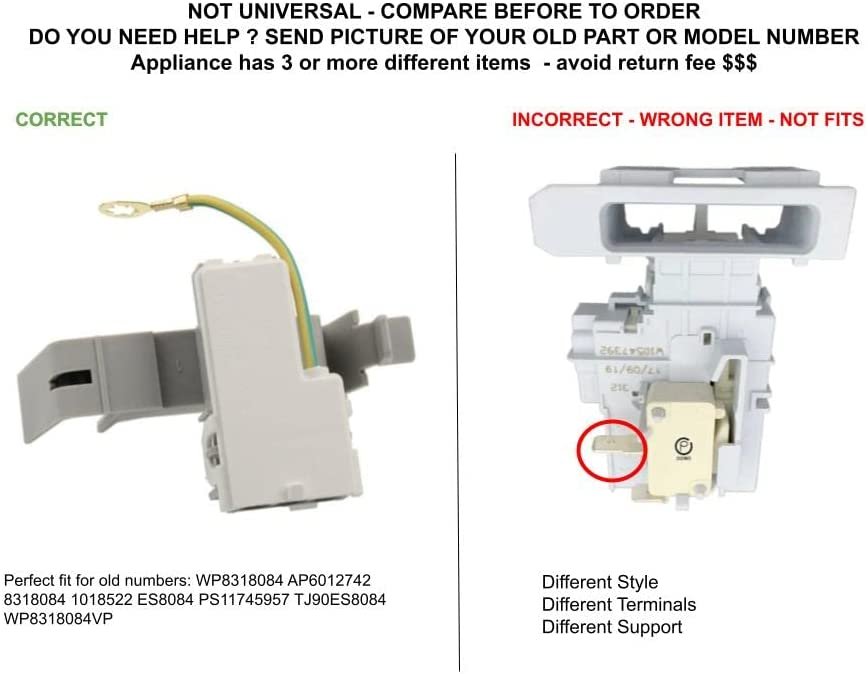 GLOB PRO SOLUTIONS 8318084 1018522 WP8318084VP CKD4401 Lid Switch Assembly