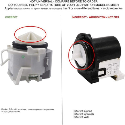 GLOB PRO SOLUTIONS PS11704799 EAP11704799 PD00031396 CKD2756 Drain Pump compatible with Crosley, Frigidaire, Gibson Kenmore