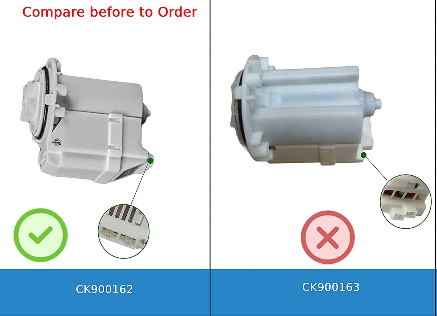 GlobPro PD00001238 EAP1766031 AP4324598 PS1766031 Washer Bomba Drain Only Motor 2 Terminals Replacement for and compatible with General Electric Heavy DUTY