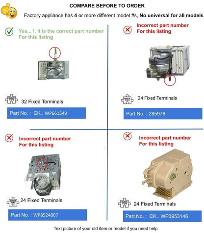 GlobPro WP661549 Washer Timer 32 Fixed Terminals Replacement for and compatible with Kenmore Heavy DUTY