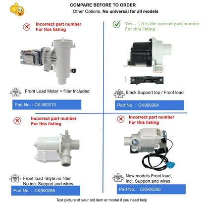 GlobPro WH23X10041 CK900264 Washer Drain Pump 7" length Approx. Replacement for and compatible with GE Heavy DUTY