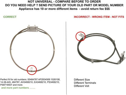 GLOB PRO SOLUTIONS 14-38-445 1026108 484787 CKD2699 Oven Convection Heating Element 9" ½ Length Approx. Replacement for and compatible with Thermador Heavy DUTY