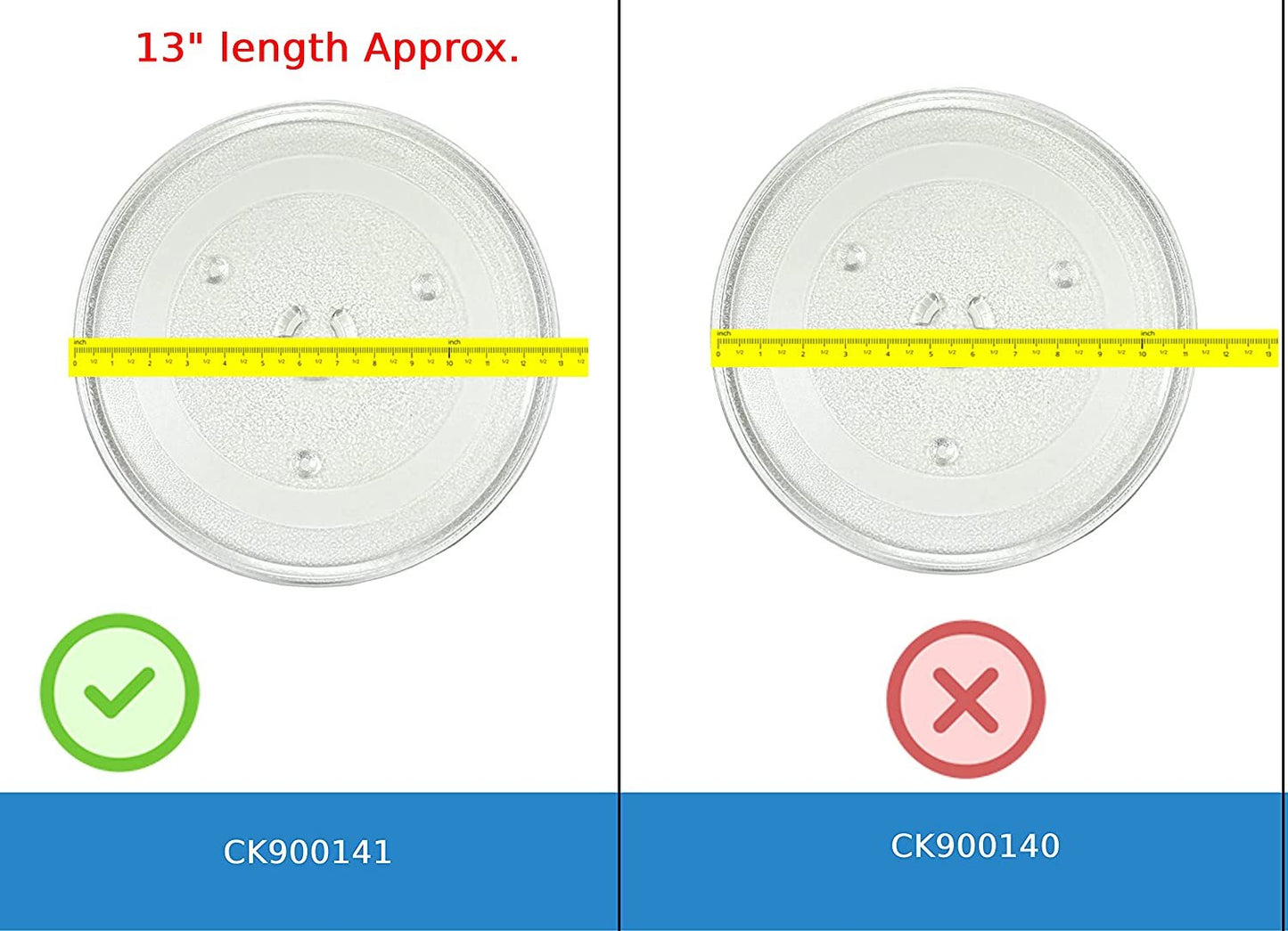 GlobPro W11402532 Microwave Glass Tray Turntable 13" Length Approx. Replacement for and Compatible with Amana KitchenAid Maytag Whirlpool Heavy Duty