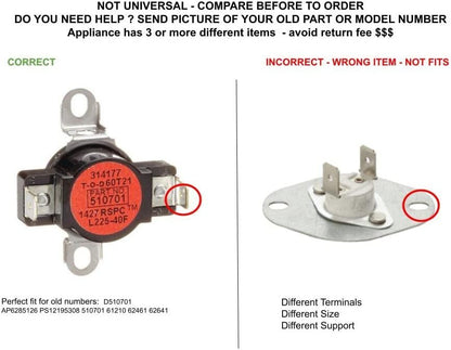 GLOB PRO SOLUTIONS 510701 61210 62461 62641 CKD5362 Thermostat Limit Red
