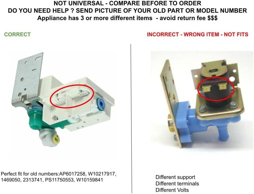 GLOB PRO SOLUTIONS 2313741 1469050 W10159841 W10217917 CKD3011 Water Inlet Valve