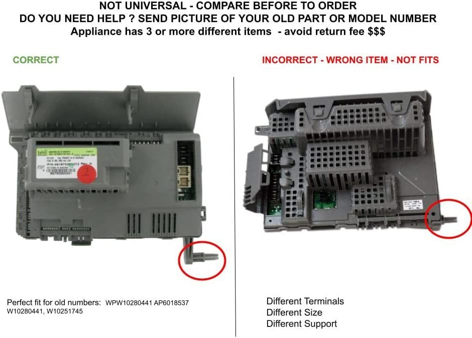 GLOB PRO SOLUTIONS W10280441 W10251745 CKD2574 Washer Control Unit-Central 10" Length Approx. Replacement for and compatible with Whirlpool Heavy DUTY
