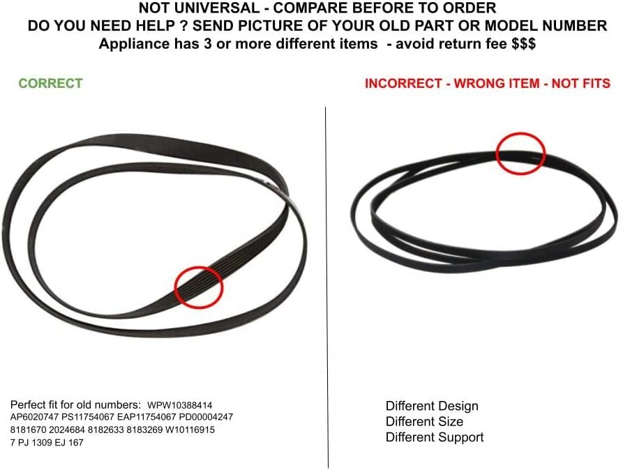 GLOB PRO SOLUTIONS AP6020747 PS11754067 EAP11754067 PD00004247 CKD5373 Tub Drive Belt