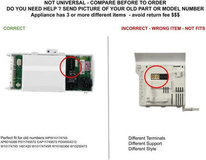 GLOB PRO SOLUTIONS W10174745 1481420 W10174745R W10182366 W10200473 CKD4551 Electronic Control Board