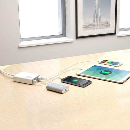 j5create USB Hub Powered Wall Charger- 6 Multi Port Charging Station for Multiple Devices | Quick Charge 3.0 USB Power Strip Desktop Charger Block Adapter for Office, Home or Travel