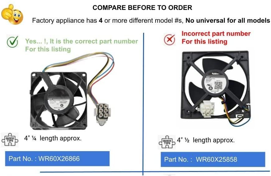 GlobPro WR60X26866 Fridge Evaporator Fan Motor 3" ½ length Approx. Replacement for and compatible with GE Heavy DUTY