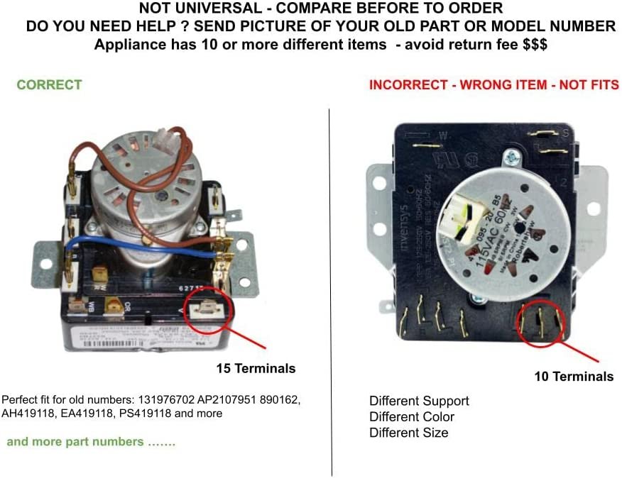 GLOB PRO SOLUTIONS WP8299766 CKD2688 Dryer Timer 4" ½ Length Approx. Replacement for and compatible with Whirlpool Maytag Heavy DUTY
