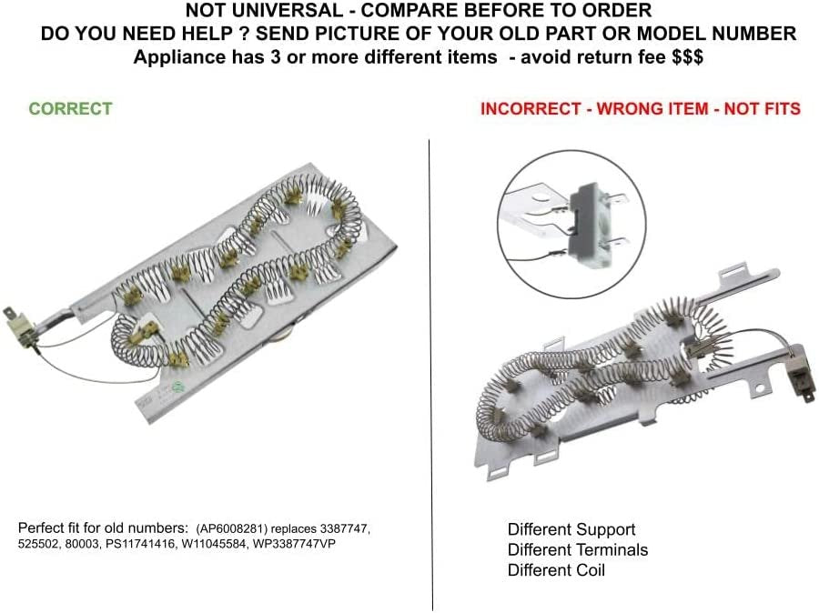 GLOB PRO SOLUTIONS 80003 525502 3387747 W11045584 W11344457 CKD4954 Heating Element Assembly