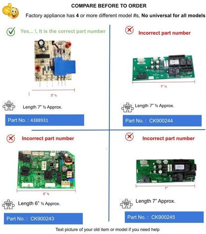 GlobPro PD00002687 AP3109393 PS372260 AH372260 Fridge Defrost Control Board 6 terminales 3" ¼ length Approx. Replacement for and compatible with Whirlpool KitchenAid Maytag Heavy DUTY