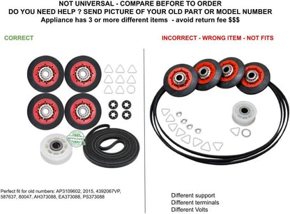 GLOB PRO SOLUTIONS 2015 587637 4392067VP 80047 CKD3104 Drum Roller, Belt, & Pulley Kit
