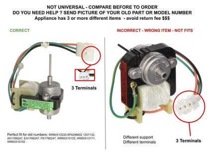 GLOB PRO SOLUTIONS AP4298602 PS1766247 EAP1766247 PD00001198 CKD2489 Refrigerator Condenser Fan Motor 3" ¼ Length Approx. Replacement for and Compatible with General Electric Hotpoint Heavy Duty