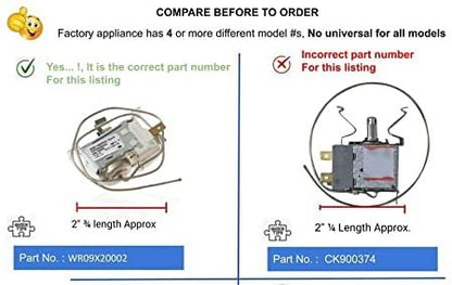 GlobPro 245D1262P001 WR09X0547 WR09X10027 WR09X10042 Fridge Temperature Control Thermostat 2" ¾ length Approx Replacement for and compatible with Hotpoint GE Kenmore Heavy DUTY