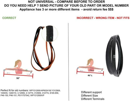 GLOB PRO SOLUTIONS AP6024192 PS11757542 EAP11757542 PD00028571 CKD2544 Dryer Drum Belt 50" Length Approx. Replacement for and compatible with Maytag Admiral Kenmore Jenn-Air Heavy DUTY