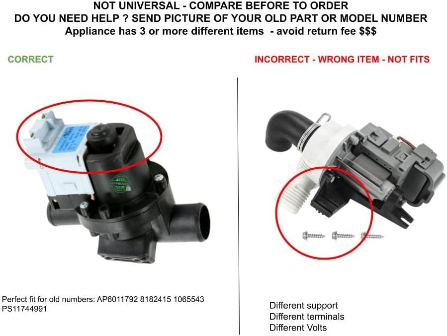 GLOB PRO SOLUTIONS 8182415 Washer Drain Pump Replacement for and compatible with Heavy DUTY