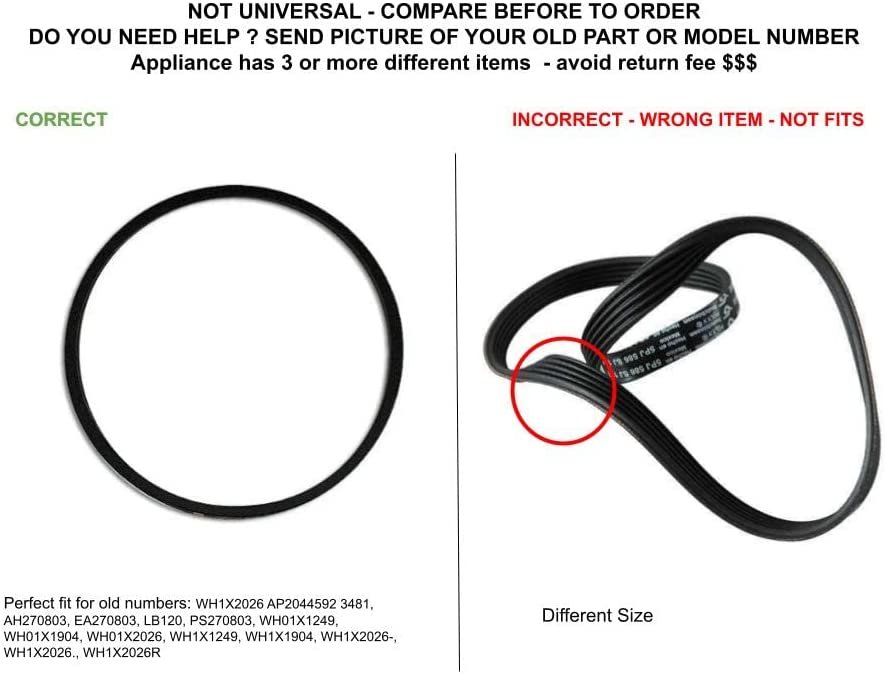 GLOB PRO SOLUTIONS AP2044592 PS270803 EAP270803 PD00000991 CKD2508 Washer Drive Belt 10" Length Approx. Replacement for and compatible with Heavy DUTY