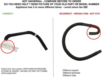 GLOB PRO SOLUTIONS 3361805 2024991 8317940 W10358149 WPW10358149VP CKD4263 Internal Drain Hose