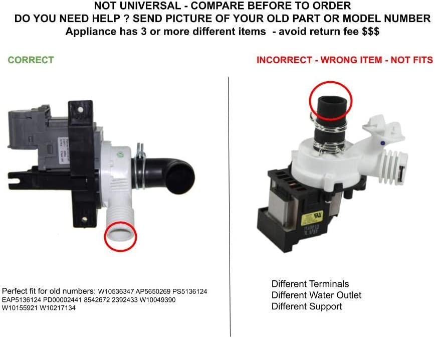 GLOB PRO SOLUTIONS AP5650269 PS5136124 EAP5136124 PD00002441 CKD4703 Drain Pump and Motor