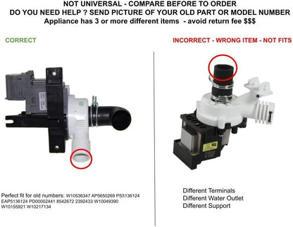 GLOB PRO SOLUTIONS AP5650269 PS5136124 EAP5136124 PD00002441 CKD4703 Drain Pump and Motor
