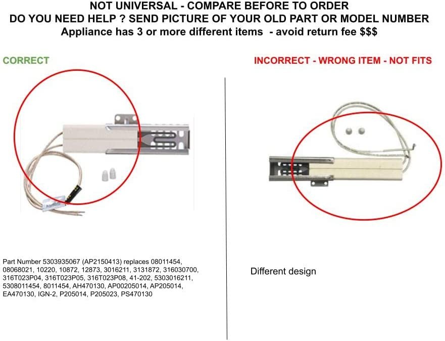 GLOB PRO SOLUTIONS AP2150413 AH470130 EAP470130 PD00000277 CKD4812 Oven Ignitor