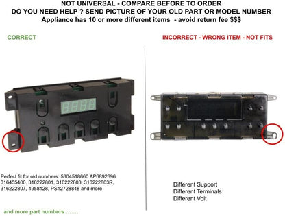 GLOB PRO SOLUTIONS 316222801 4958128 316222803 316222803R 316222807 CKD2669 Range Control Board 7" ½ Length Approx. Replacement for and compatible with Frigidaire Kenmore Electrolux Heavy DUTY