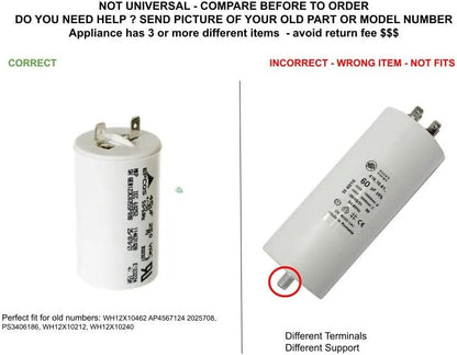 GLOB PRO SOLUTIONS 24DB450B250PA 123C8355P008 CKD2533 Washer Capacitor 3" ¼ Length Approx. Replacement for and compatible with General Electric Hotpoint Heavy DUTY