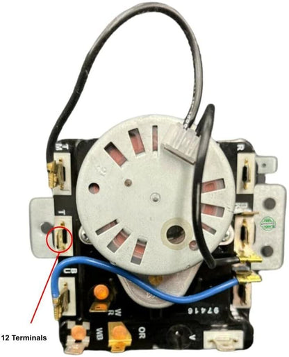 GLOB PRO SOLUTIONS WP3977678 CKD1907 Dryer 4 Cycle Timer 12 Terminals 4" Length Approx. Replacement for and compatible with Kenmore Whirlpool Maytag Amana Heavy DUTY