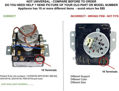 GLOB PRO SOLUTIONS 8299766 831502 CKD2690 Dryer Timer 4" ½ Length Approx. Replacement for and compatible with Whirlpool Maytag Heavy DUTY