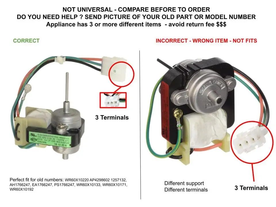 GLOB PRO SOLUTIONS 197D1871P026 IS-2321GEN CKD2466 Refrigerator Condenser Fan Motor 3" ¼ Length Approx. Replacement for and Compatible with Heavy Duty