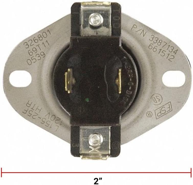 GLOB PRO SOLUTIONS AP6008270 PS11741405 EAP11741405 PD00002313 CKD2502 Dryer Cycling Thermostat 2" Length Approx. Replacement for and compatible with Whirlpool Maytag Kenmore Heavy DUTY