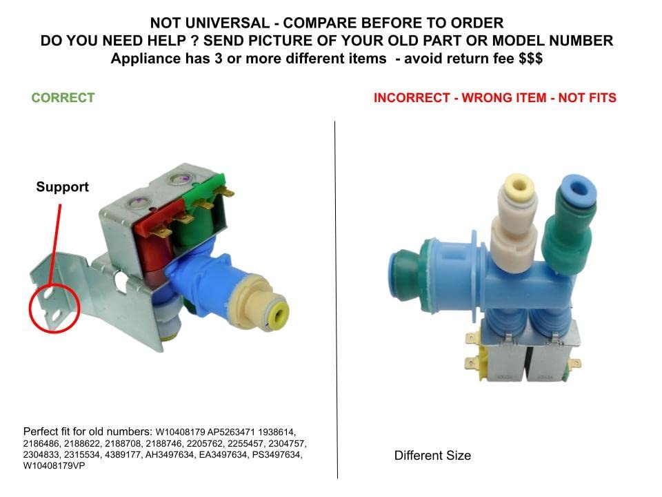 GLOB PRO SOLUTIONS 2186486 1938614 2188622 2188708 CKD2519 Refrigerator Water Inlet Valve 4" Length Approx Replacement for and Compatible with Whirlpool Roper KitchenAid Kenmore Heavy Duty