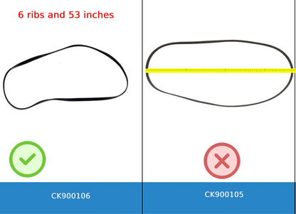 GlobPro WH08X10003 Washer Drive Belt 6 ribs 53 inches Approx. Replacement for and compatible with GE Heavy DUTY