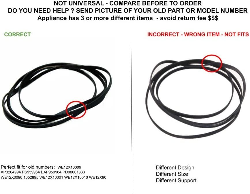 GLOB PRO SOLUTIONS AP3204994 PS959964 EAP959964 PD00001333 CKD4999 Dryer Belt ONLY FIT 87-3/4 inch Long x 1/4, 222.88 cm x 0,6 cm